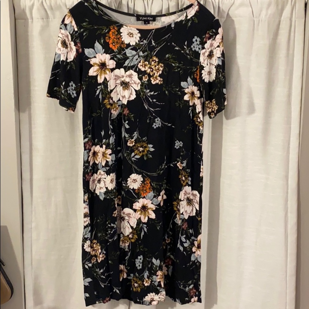 Black Flower Print Dress